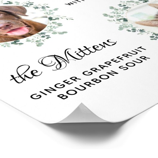 Handtekening Drinken Cocktail Dog Bar Pet Wedding Poster (Hoek)