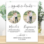 Handtekening Drinken Elegant Aangepaste voetbool v Poster<br><div class="desc">De Drinken van de handtekening! Eenvoudig maar elegant kalligrafie, dit teken van de handtekeningsbar kenmerkt twee cocktails "de Bride" en "de Groom", gepersonaliseerd met uw drinken van keus. Pas dit elegante trouwbord aan met uw favoriete foto van het verloving of koppels foto's, namen en handtekening drinken! U kunt de foto's...</div>