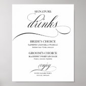 Handtekening Drinken Elegant Black Script Poster (Voorkant)