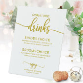 Handtekening Drinken Elegant Gold Script Wedding S Reclamebord Met Voetstuk