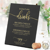 Handtekening Drinken Elegant Gold Script Wedding S Reclamebord Met Voetstuk