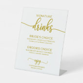 Handtekening Drinken Elegant Gold Script Wedding S Reclamebord Met Voetstuk (Voorkant)
