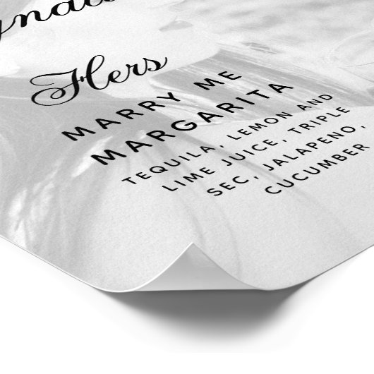 Handtekening Drinken Foto Elegant Script Wedding S Poster (Hoek)