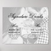 Handtekening Drinken Foto Elegant Script Wedding S Poster (Voorkant)
