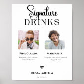 Handtekening Drinken Foto Wedding Bar Sign Elegant Poster (Voorkant)