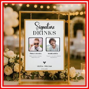 Handtekening Drinken Foto Wedding Bar Sign Elegant Poster