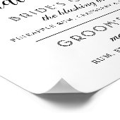 Handtekening Drinken Modern Black and White Weddin Poster (Hoek)