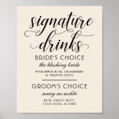 Handtekening Drinken Modern Cream and Black Weddin Poster (Voorkant)