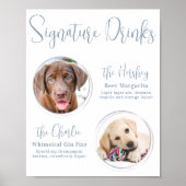 Handtekening Drinken Modern Dusty Blue Pet Wedding Poster (Voorkant)