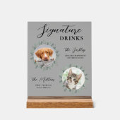 Handtekening Drinken Pet Dog Cat Custom Foto Weddi Acryl Bord (Voorkant)