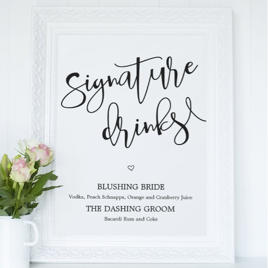 Handtekening drinken teken bruiloft Poster