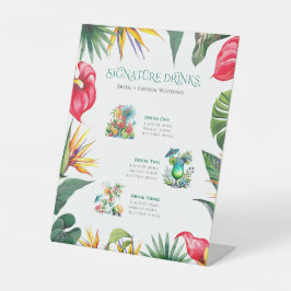 Handtekening Drinken Tropical Oases Flowers Lijst  Reclamebord Met Voetstuk