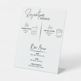 Handtekening Drinken Trouwreceptie Bar Menu Sign Reclamebord Met Voetstuk