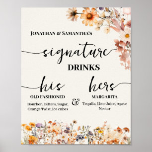 Handtekening Drinken Trouwreceptie Herfst Wildflow Poster