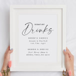 Handtekening Drinken Trouwteken | Cocktailmenu Poster<br><div class="desc">Serveer uw cocktails in stijl met dit elegante Signature Drinken trouwbord, met een modern zwart-wit ontwerp met ruimte voor zowel de bruid en bruidegom drink keuzes. Ideaal voor weergave aan uw bar of receptie, dit cocktailmenu-poster voegt een chique en persoonlijke touch toe aan uw feest. Verkrijgbaar als gedrukt formaat en...</div>