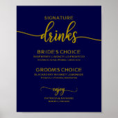 Handtekening Drinken voor goudblauw goudmarinesche Poster (Voorkant)