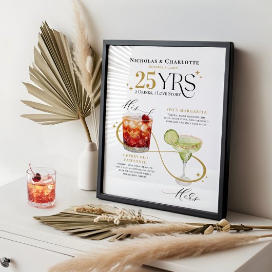 Handtekening Drinken Wedding Jubileum Cocktail Men Poster
