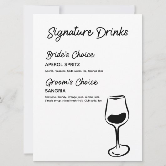  Handtekening Drinken Zwart & Wit Menu (Voorkant)