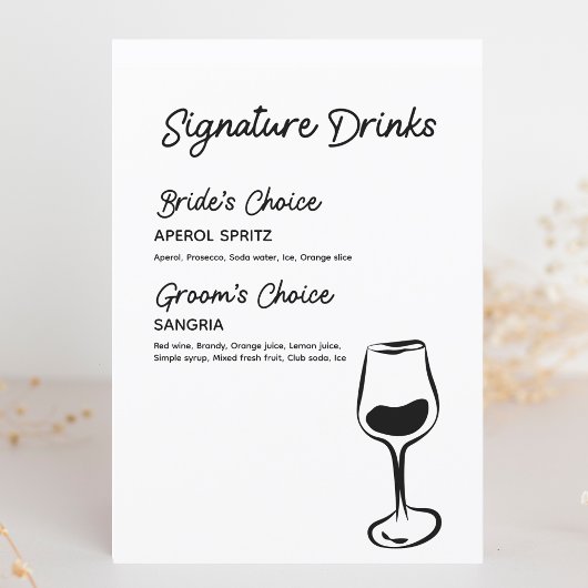  Handtekening Drinken Zwart & Wit Menu