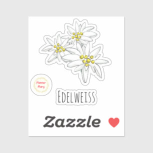 Handtekening Edelweiss Alpine Wildflower Whimsical Sticker