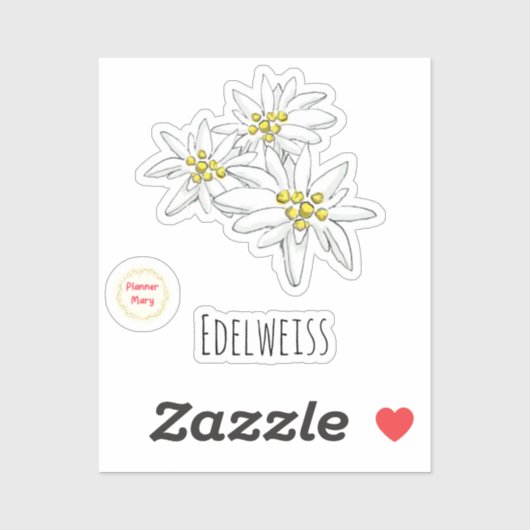 Handtekening Edelweiss Alpine Wildflower Whimsical Sticker (Vel)