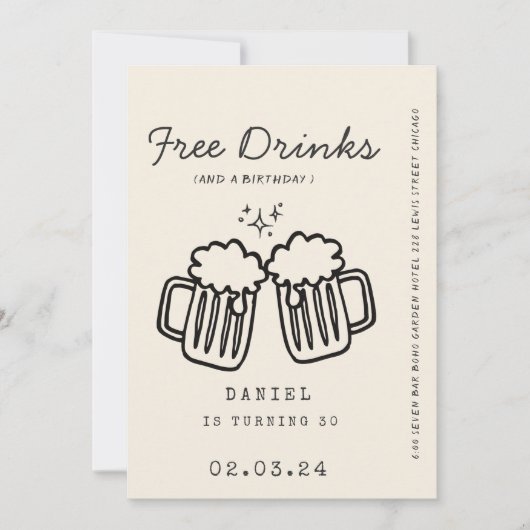 Handtekening Eigenzinnige FunnyGratis Drinken 30e Kaart (Voorkant)