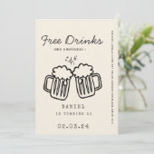 Handtekening Eigenzinnige FunnyGratis Drinken 30e  Kaart (Staand voorkant)