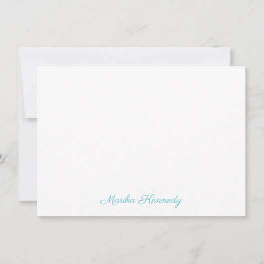 Handtekening Elegant Ocean Blue Script Diamond Notitiekaartje (Voorkant)