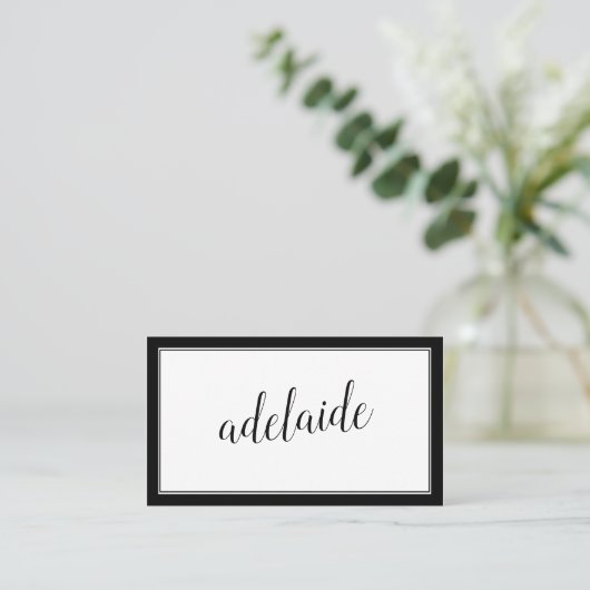 Handtekening Elegant zwart-wit handgeschreven scri Visitekaartje (Staand voorkant)