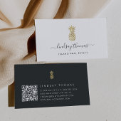 Handtekening Faux Gold Ananas QR Code Visitekaartje