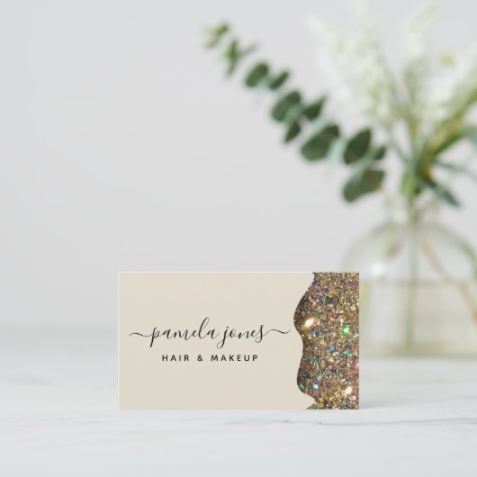 Handtekening Faux Gold Glam Glitter Professional Visitekaartje (Staand voorkant)