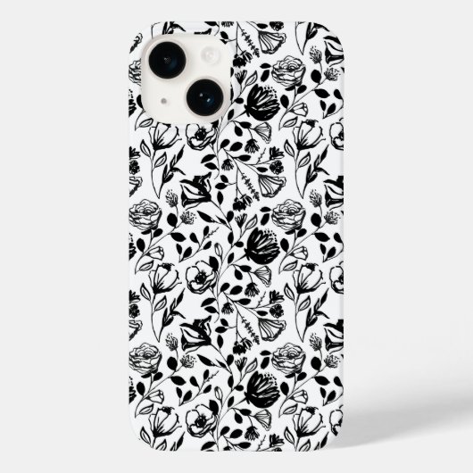 Handtekening Floral Black en White Hoesje (Achterkant)