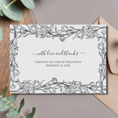 Handtekening Floral Blue Grey Weddenschap Hartelij Bedankkaart