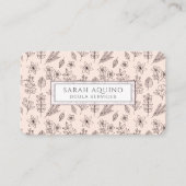 Handtekening Floral Botanische Roze Doula Birth Visitekaartje (Voorkant)