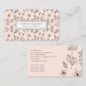 Handtekening Floral Botanische Roze Doula Birth Visitekaartje (Voorkant / Achterkant)