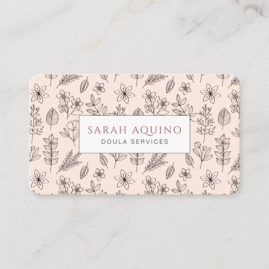 Handtekening Floral Doodle Doula Birth Services Visitekaartje (Voorkant)