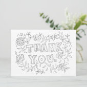 Handtekening Floral Hartelijk dank voor uw kleurka Bedankkaart (Staand voorkant)