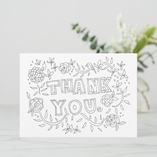 Handtekening Floral Hartelijk dank voor uw kleurka Bedankkaart (Staand voorkant)