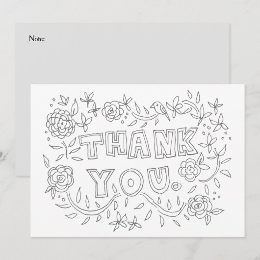 Handtekening Floral Hartelijk dank voor uw kleurka Bedankkaart (Voorkant / Achterkant)