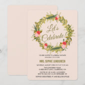 Handtekening Floral Wreath Bridal Shower Invitatio Kaart (Voorkant / Achterkant)