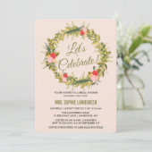 Handtekening Floral Wreath Bridal Shower Invitatio Kaart (Staand voorkant)