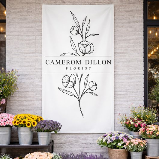 Handtekening Florist Business Flower Shop Botanisc Spandoek
