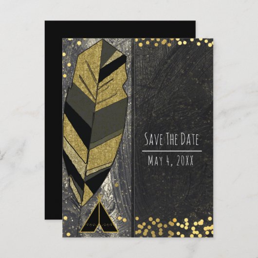 Handtekening forether en Tepee Gold zwarte bewaard Aankondigingskaart (Voorkant / Achterkant)