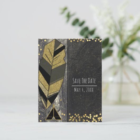 Handtekening forether en Tepee Gold zwarte bewaard Aankondigingskaart (Staand voorkant)