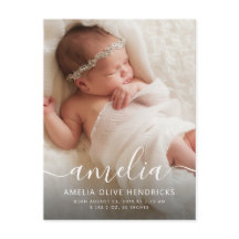 Handtekening Foto geboorteaankondiging Briefkaart