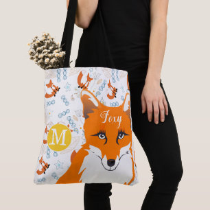 Handtekening Fox Heart Yellow Blue Coral Sinaasapp Tote Bag