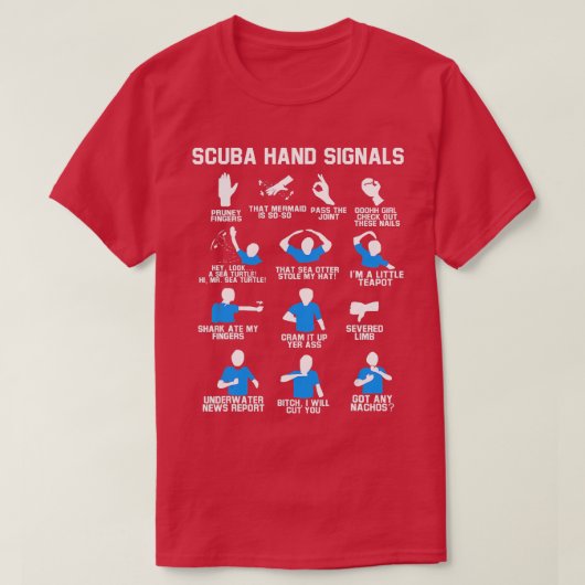 Handtekening Funny Scuba Hand Signals T-shirt (Design voorkant)