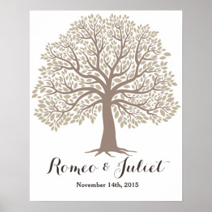 Handtekening gastenboek - Big Oak Tree - Weddensch Poster