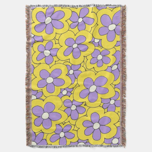 Handtekening Geel en Paars ventilatorontwerp Deken (Voorkant Verticaal)