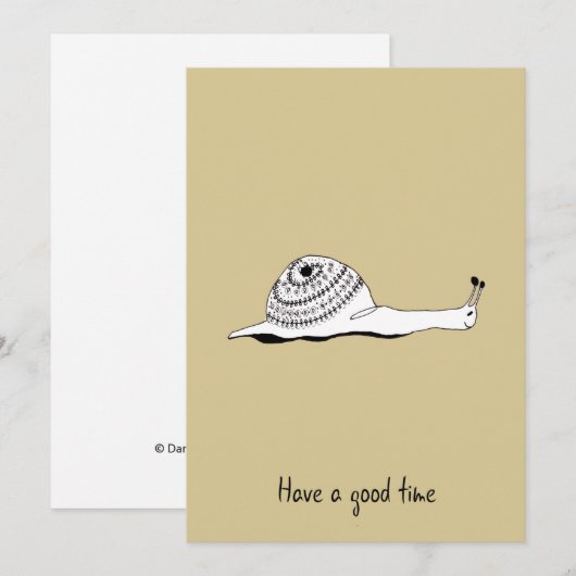 Handtekening geel Wenskaart met slak Kaart (Voorkant / Achterkant)